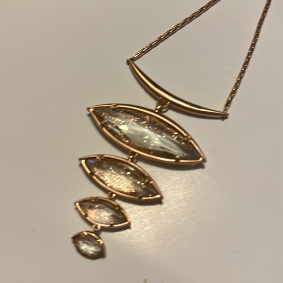 Kendra Scott Morris Hi Low Necklace Rose Gold Plated and Gold Dusted Gla… - Picture 5 of 9